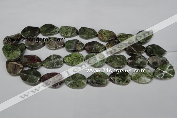 CBG67 15.5 inches 18*25mm wavy teardrop bronze green gemstone beads