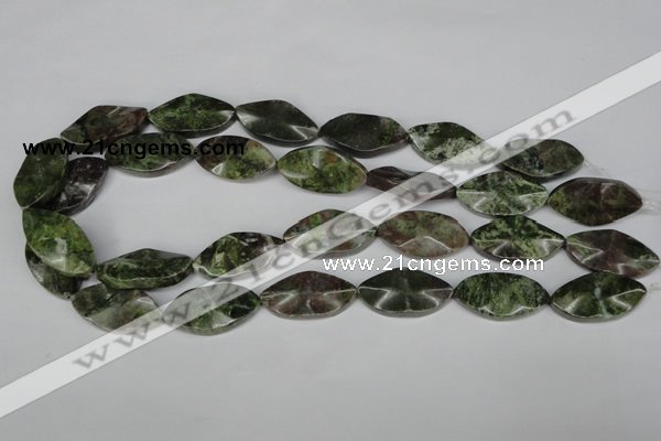 CBG71 15.5 inches 15*30mm wavy marquise bronze green gemstone beads