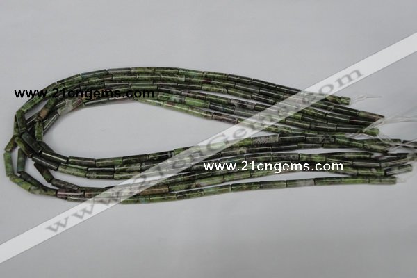 CBG75 15.5 inches 4*14mm tube bronze green gemstone beads