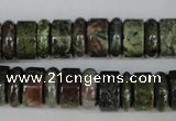 CBG80 15.5 inches 5*14mm & 7*14mm rondelle bronze green gemstone beads