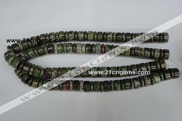 CBG80 15.5 inches 5*14mm & 7*14mm rondelle bronze green gemstone beads