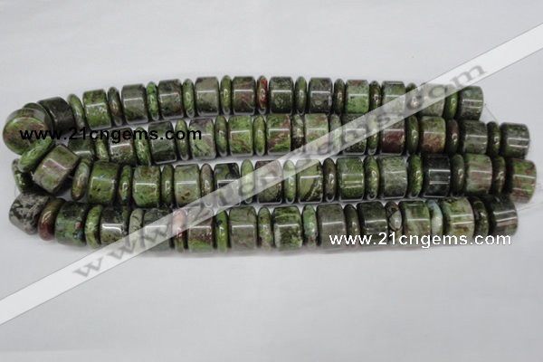 CBG82 15.5 inches 6*18mm & 11*18mm rondelle bronze green gemstone beads