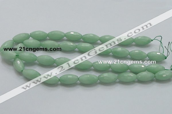 CBJ16 15.5 inches 12*22mm faceted rice jade beads wholesale