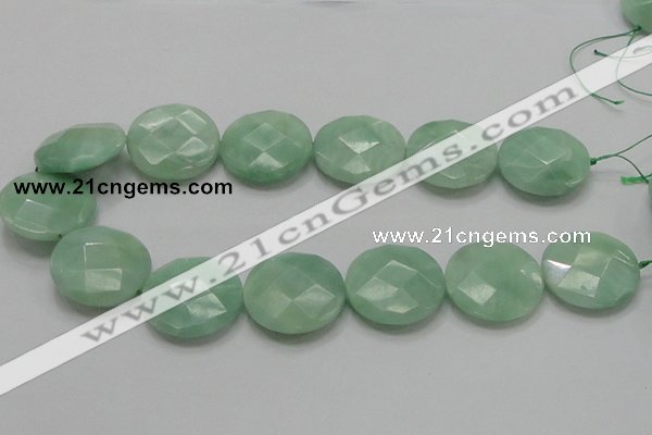 CBJ40 15.5 inches 30mm faceted flat round jade beads wholesale