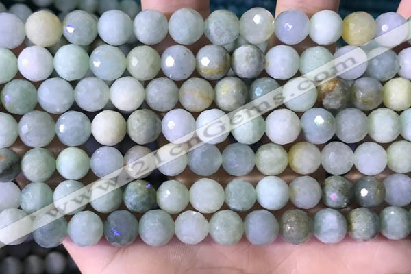 CBJ667 15.5 inches 8mm faceted round jade beads wholesale