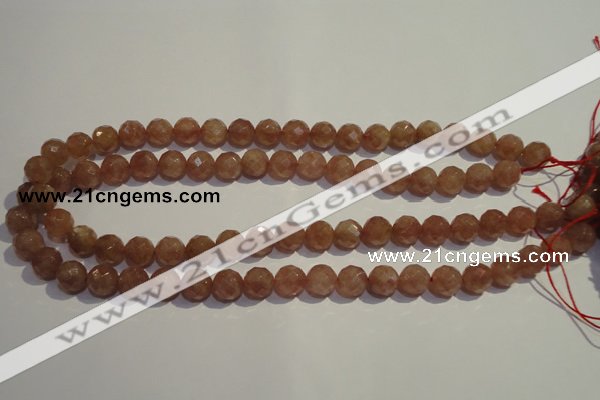 CBQ10 15.5 inches 10mm faceted round strawberry quartz beads