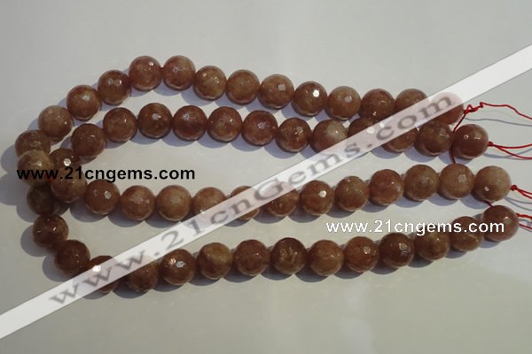 CBQ12 15.5 inches 14mm faceted round strawberry quartz beads