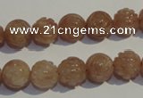 CBQ14 15.5 inches 10mm carved round strawberry quartz beads