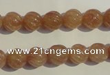 CBQ15 15.5 inches 10mm carved round strawberry quartz beads wholesale