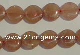 CBQ16 15.5 inches 12mm flat round strawberry quartz beads wholesale