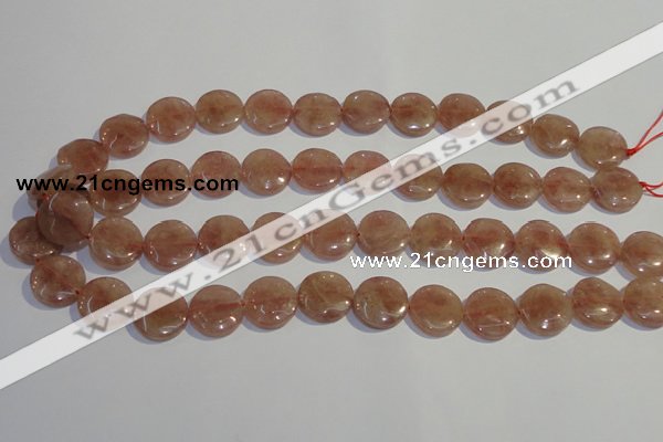 CBQ18 15.5 inches 16mm flat round strawberry quartz beads wholesale