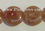 CBQ19 15.5 inches 25mm flat round strawberry quartz beads wholesale