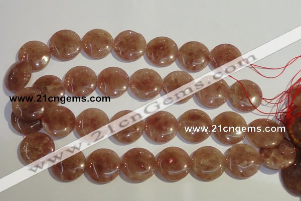 CBQ19 15.5 inches 25mm flat round strawberry quartz beads wholesale