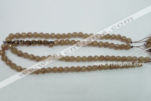 CBQ212 15.5 inches 8mm faceted round strawberry quartz beads