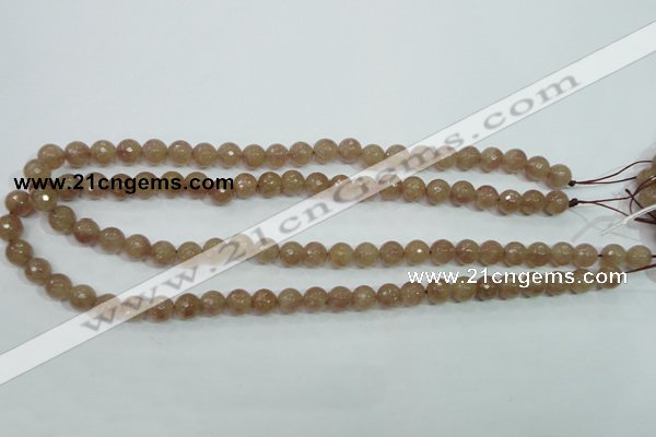 CBQ212 15.5 inches 8mm faceted round strawberry quartz beads