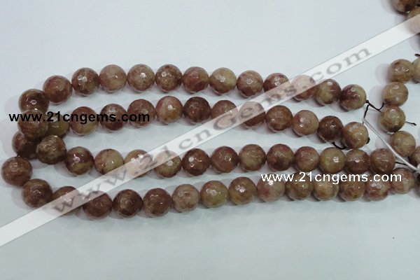 CBQ215 15.5 inches 14mm faceted round strawberry quartz beads