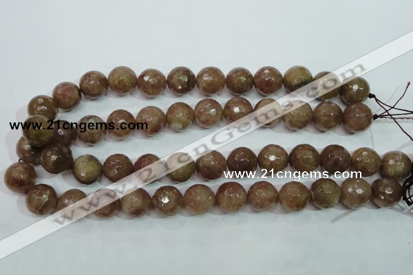 CBQ216 15.5 inches 16mm faceted round strawberry quartz beads