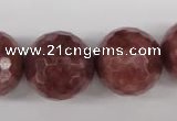 CBQ218 15.5 inches 20mm faceted round strawberry quartz beads