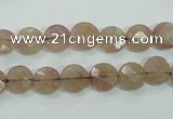 CBQ240 15.5 inches 8mm faceted coin strawberry quartz beads