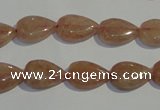 CBQ25 15.5 inches 10*14mm flat teardrop strawberry quartz beads