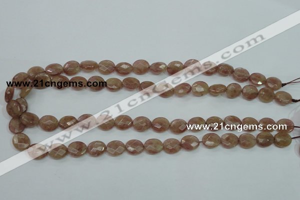 CBQ251 15.5 inches 10*12mm faceted oval strawberry quartz beads