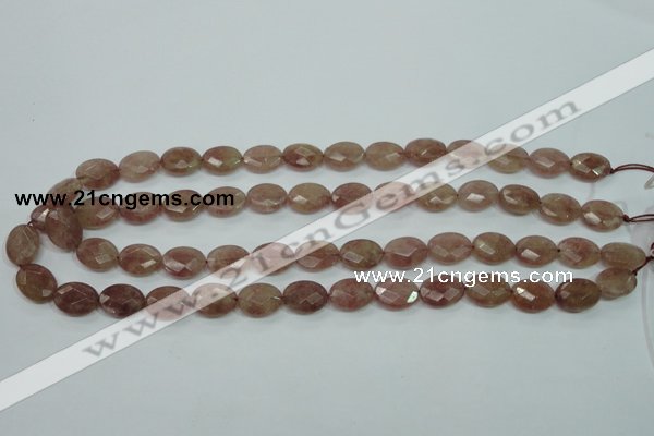 CBQ252 15.5 inches 10*14mm faceted oval strawberry quartz beads