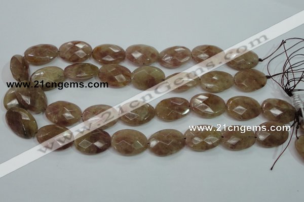 CBQ254 15.5 inches 18*25mm faceted oval strawberry quartz beads