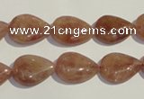 CBQ26 15.5 inches 12*16mm flat teardrop strawberry quartz beads