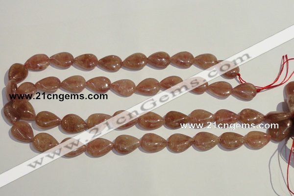 CBQ26 15.5 inches 12*16mm flat teardrop strawberry quartz beads