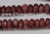 CBQ266 15.5 inches 6*10mm faceted rondelle strawberry quartz beads