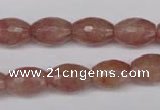 CBQ271 15.5 inches 10*14mm faceted rice strawberry quartz beads