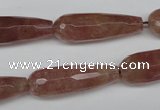 CBQ275 15.5 inches 10*30mm faceted teardrop strawberry quartz beads