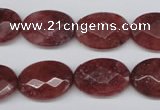 CBQ278 15.5 inches 13*18mm faceted oval strawberry quartz beads