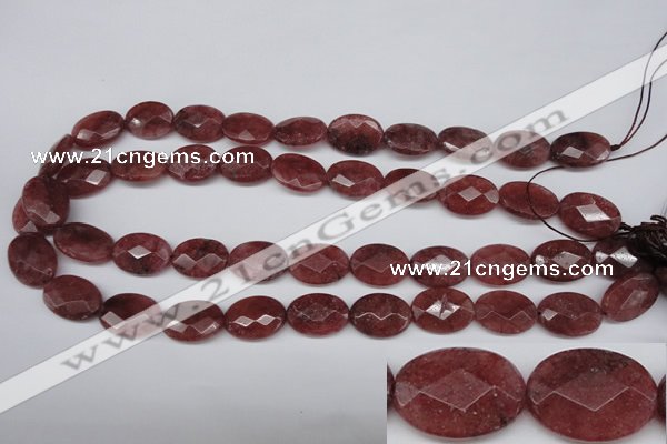 CBQ278 15.5 inches 13*18mm faceted oval strawberry quartz beads