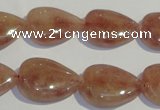 CBQ28 15.5 inches 15*20mm flat teardrop strawberry quartz beads