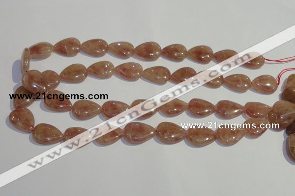 CBQ28 15.5 inches 15*20mm flat teardrop strawberry quartz beads