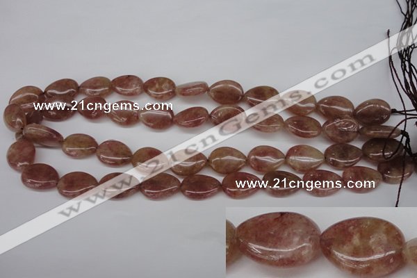 CBQ283 15.5 inches 13*18mm flat teardrop strawberry quartz beads