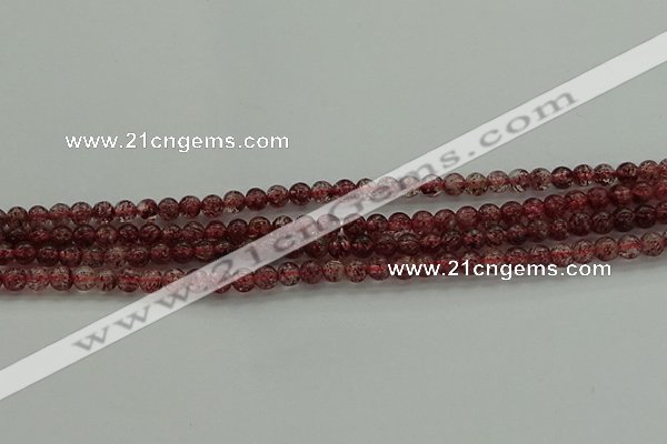 CBQ310 15.5 inches 4mm round natural strawberry quartz beads