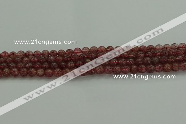 CBQ311 15.5 inches 6mm round natural strawberry quartz beads