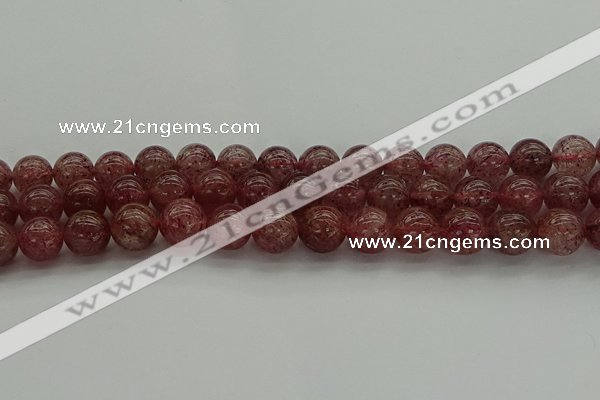 CBQ313 15.5 inches 10mm round natural strawberry quartz beads