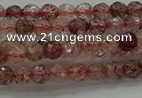 CBQ320 15.5 inches 4mm faceted round strawberry quartz beads