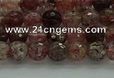 CBQ321 15.5 inches 6mm faceted round strawberry quartz beads