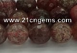CBQ323 15.5 inches 10mm faceted round strawberry quartz beads