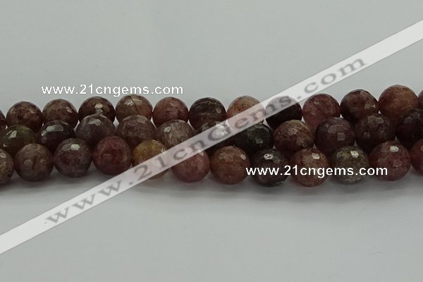 CBQ325 15.5 inches 14mm faceted round strawberry quartz beads