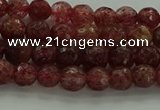 CBQ330 15.5 inches 4mm faceted round strawberry quartz beads