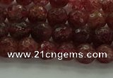 CBQ331 15.5 inches 6mm faceted round strawberry quartz beads