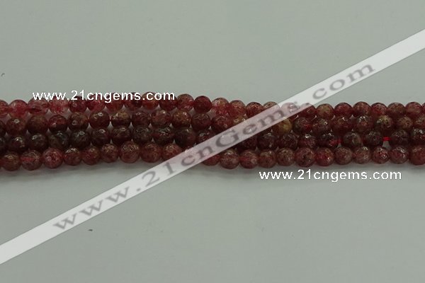 CBQ331 15.5 inches 6mm faceted round strawberry quartz beads