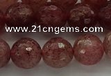 CBQ333 15.5 inches 10mm faceted round strawberry quartz beads