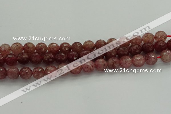 CBQ333 15.5 inches 10mm faceted round strawberry quartz beads