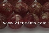 CBQ334 15.5 inches 12mm faceted round strawberry quartz beads